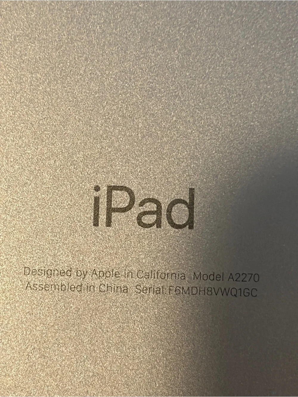 Apple iPad in Silver Tone with Branded Back comes w new cover
